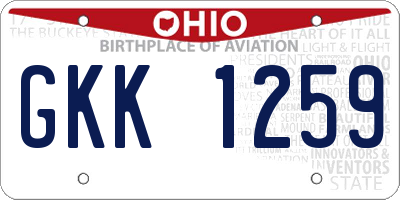 OH license plate GKK1259