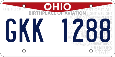 OH license plate GKK1288