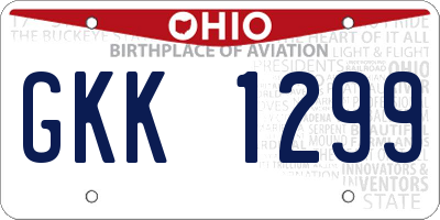 OH license plate GKK1299