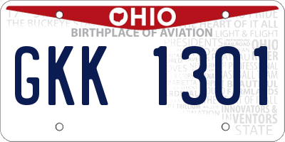 OH license plate GKK1301