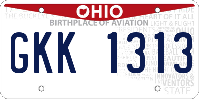 OH license plate GKK1313