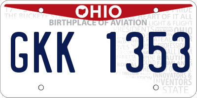 OH license plate GKK1353