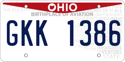 OH license plate GKK1386