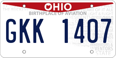 OH license plate GKK1407