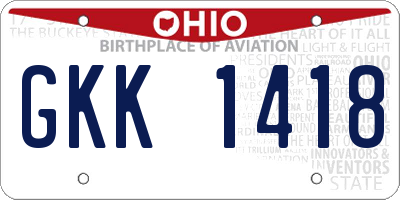 OH license plate GKK1418
