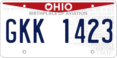 OH license plate GKK1423