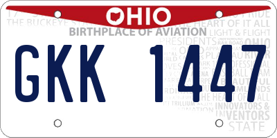 OH license plate GKK1447