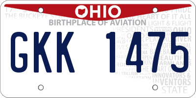 OH license plate GKK1475