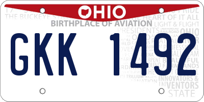 OH license plate GKK1492