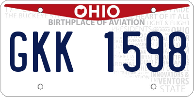 OH license plate GKK1598