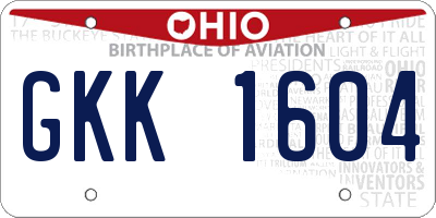 OH license plate GKK1604
