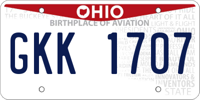 OH license plate GKK1707