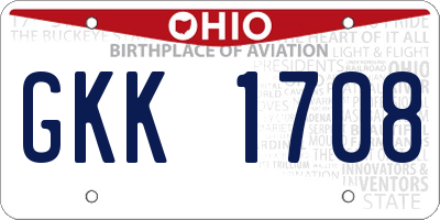 OH license plate GKK1708
