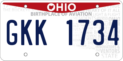 OH license plate GKK1734