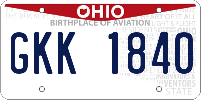 OH license plate GKK1840