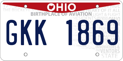 OH license plate GKK1869