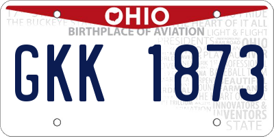 OH license plate GKK1873