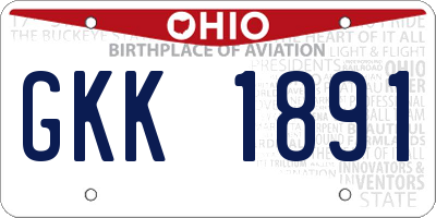 OH license plate GKK1891