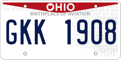 OH license plate GKK1908