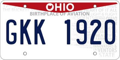OH license plate GKK1920