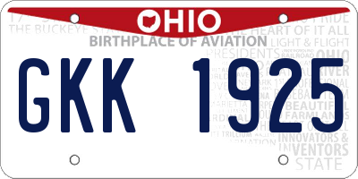 OH license plate GKK1925