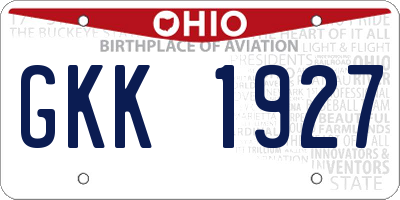 OH license plate GKK1927