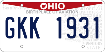 OH license plate GKK1931