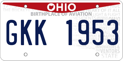 OH license plate GKK1953