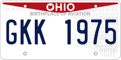 OH license plate GKK1975