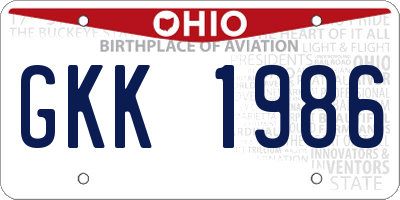OH license plate GKK1986