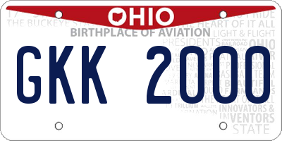 OH license plate GKK2000