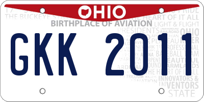 OH license plate GKK2011
