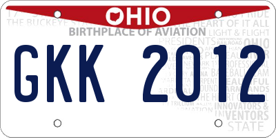 OH license plate GKK2012
