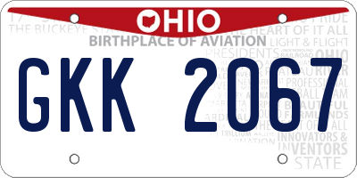 OH license plate GKK2067