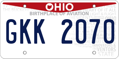 OH license plate GKK2070