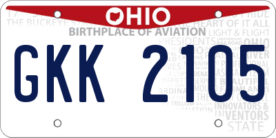 OH license plate GKK2105