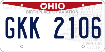 OH license plate GKK2106