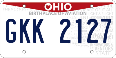 OH license plate GKK2127