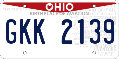 OH license plate GKK2139