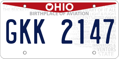 OH license plate GKK2147