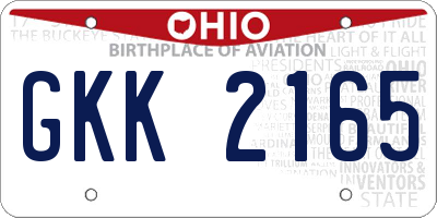 OH license plate GKK2165