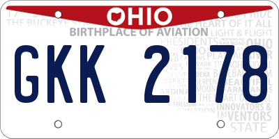 OH license plate GKK2178