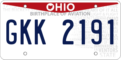 OH license plate GKK2191