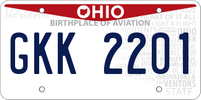 OH license plate GKK2201