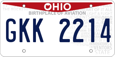 OH license plate GKK2214