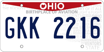 OH license plate GKK2216