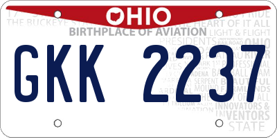 OH license plate GKK2237