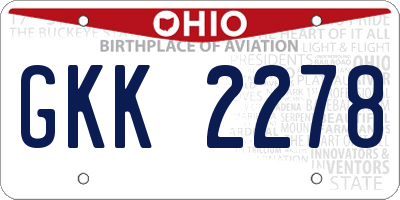 OH license plate GKK2278