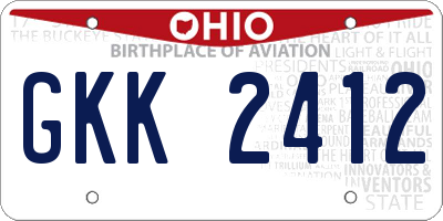 OH license plate GKK2412