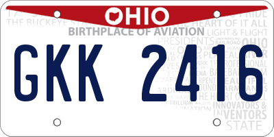 OH license plate GKK2416